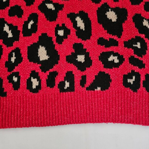 Scoop Women's Leopard Print Crewneck Long Sleeve Pullover Sweater Size Medium - Picture 6 of 13